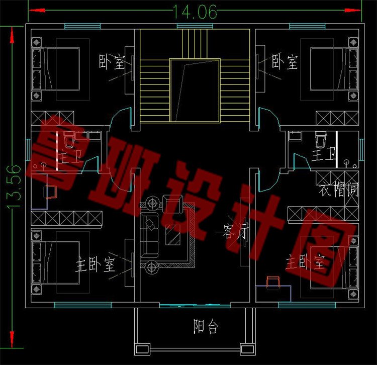 现代风二层别墅设计图二层平面图