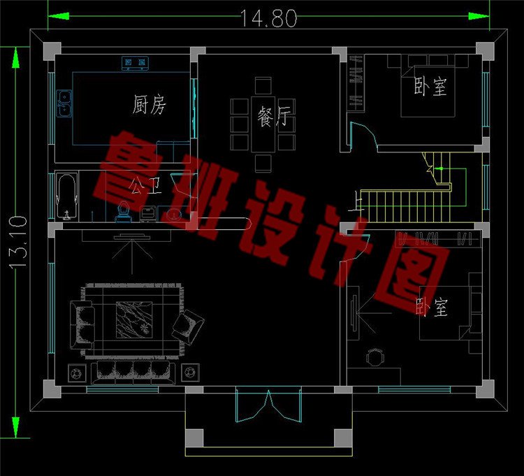 网红款两层别墅设计图一层平面图