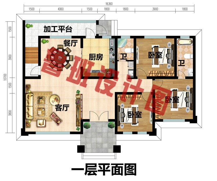 160平欧式二层别墅设计图一层平面图