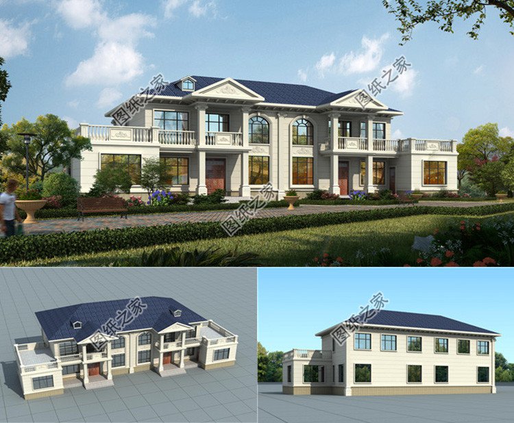 农村20万双拼小楼图，老家建一栋，兄弟和睦又有照应