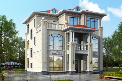 三层欧式自建房别墅设计方案，洋气实用，11x11米