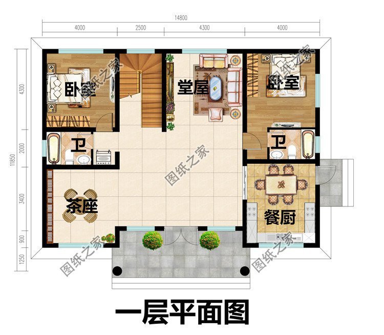 二层自建房，带堂屋设计图纸，随意布置布局，体验舒适生活