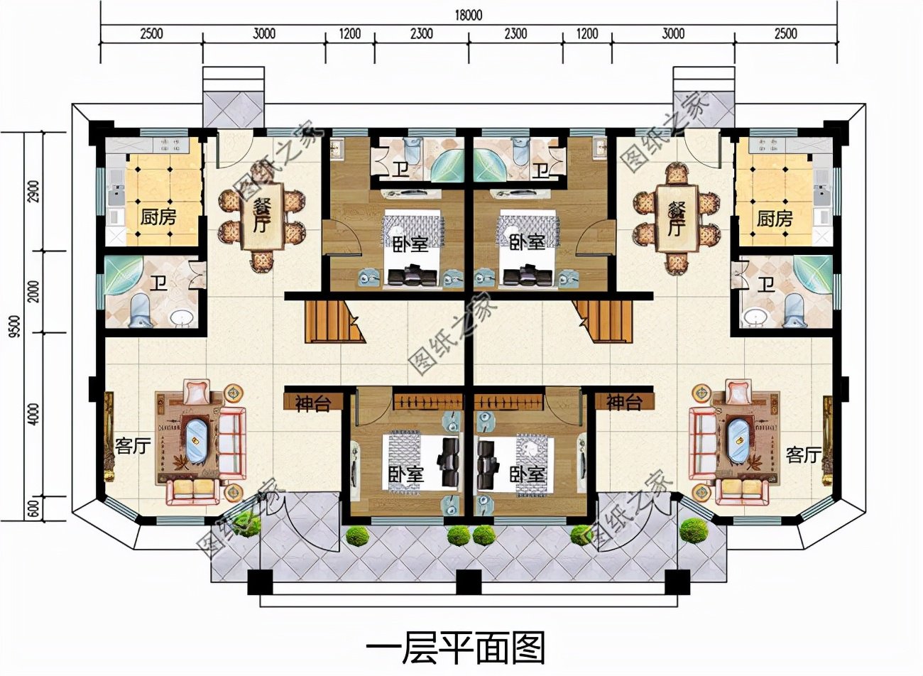双拼兄弟别墅设计图，家里两兄弟感情好，盖双拼最合适