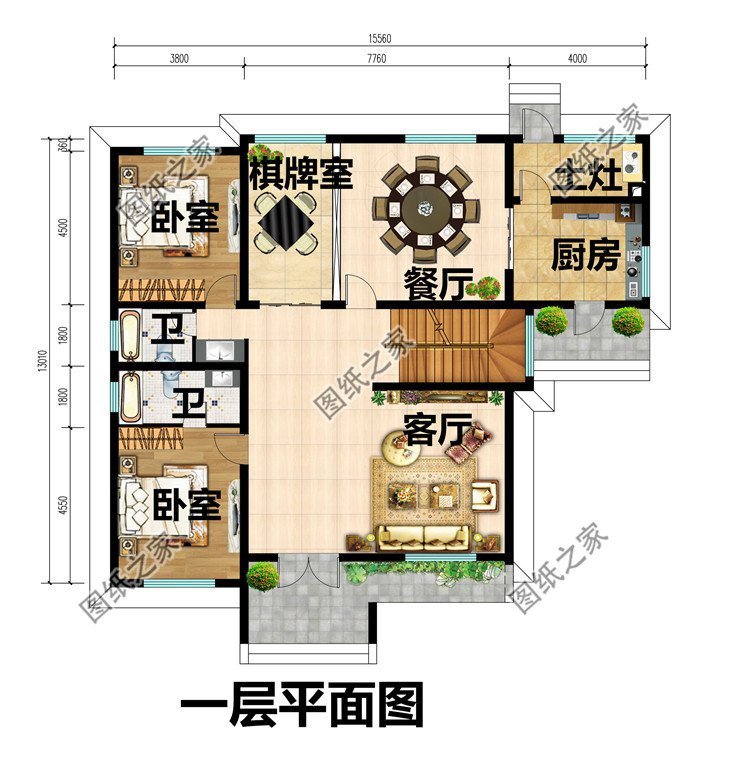 徽派农村别墅设计图，极具中式的二层别墅，满满的古风感
