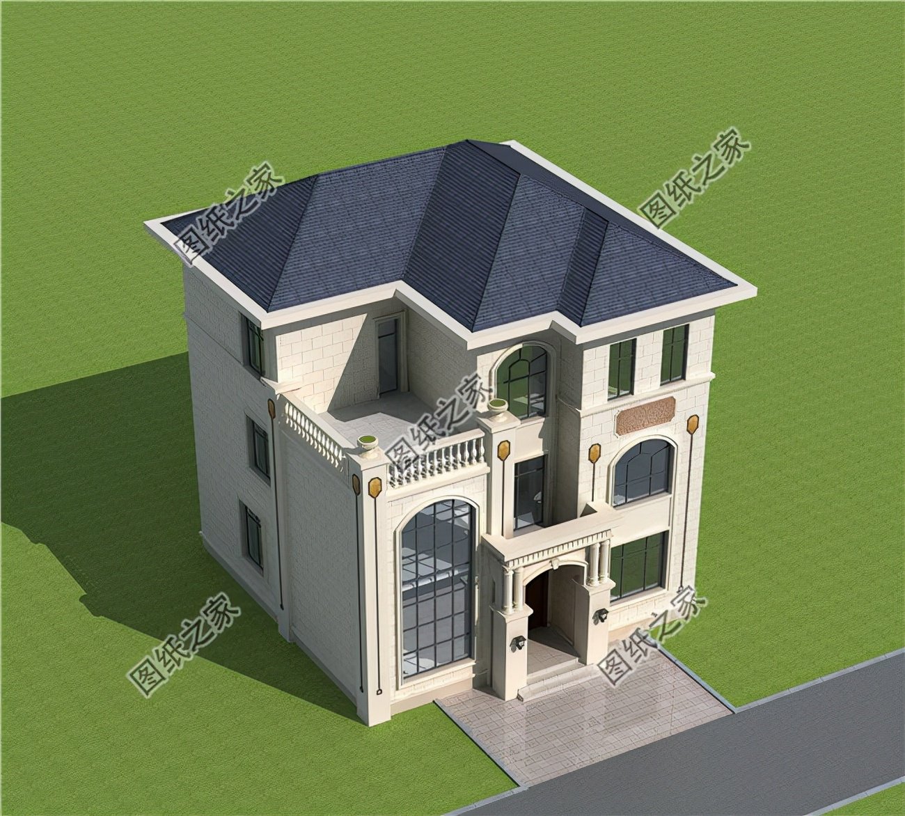 三层别墅图纸，多窗多露台的欧式风格，这样的风格你爱上了吗？