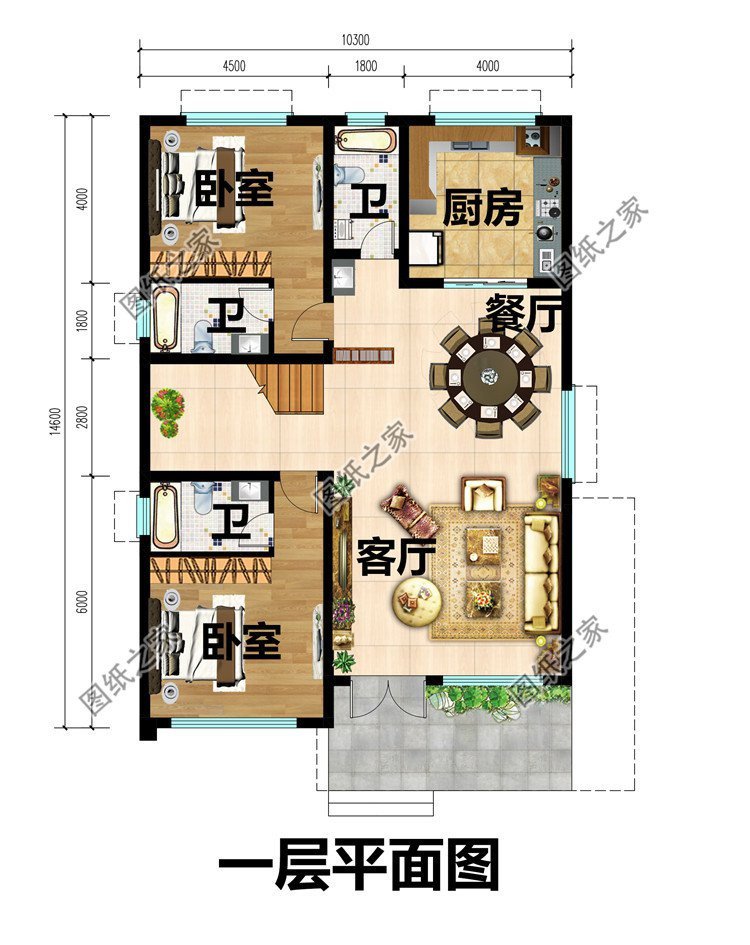 迷你四层别墅设计，平屋顶设计造价低，每一层功能齐全