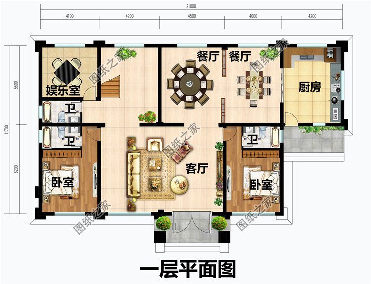 三层楼带落地窗效果图，融入现代建筑特征，成为新时期居住好房