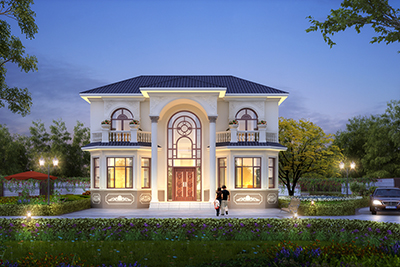 造型对称的二层精美欧式别墅设计图，不但颜值高，品质还高