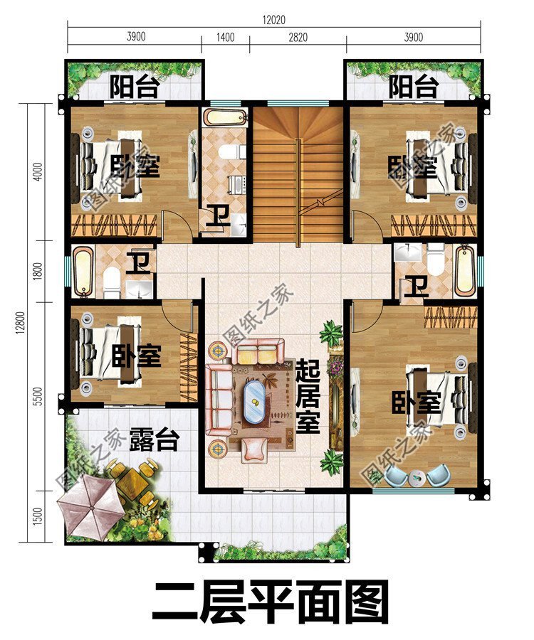 二层大露台简欧别墅,带平屋顶设计,方便晾晒十分惬意