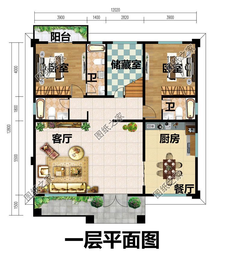 二层大露台简欧别墅,带平屋顶设计,方便晾晒十分惬意