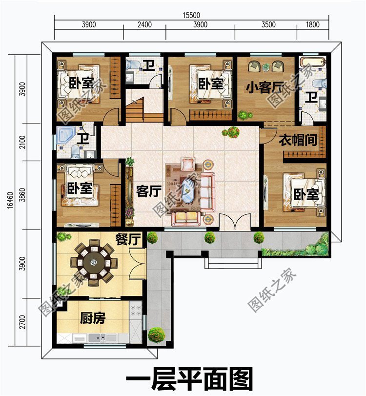 农村一层半别墅设计，外观低调不失档次，内部生活空间充足