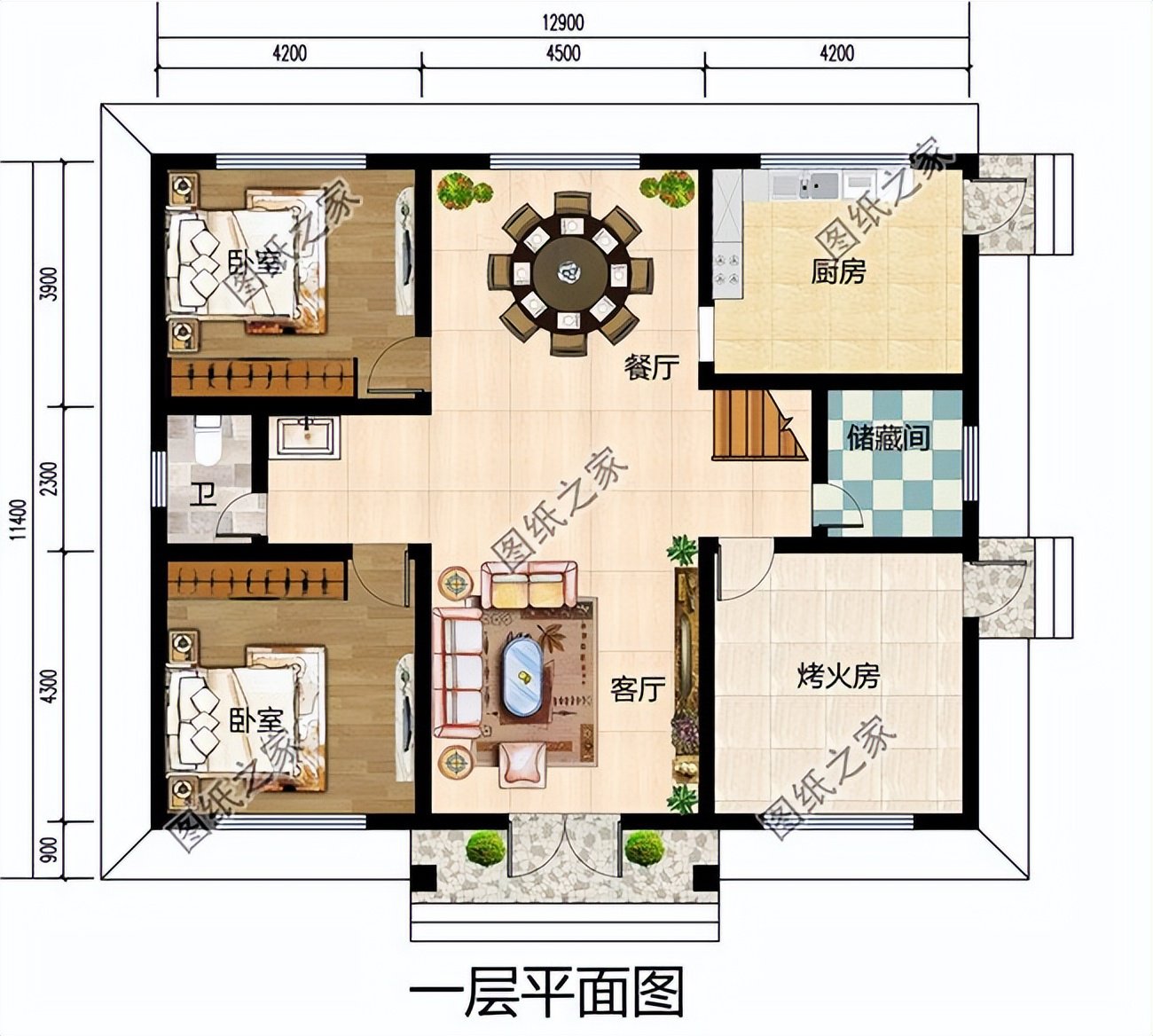 农村一层半别墅设计，外观低调不失档次，内部生活空间充足