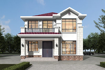 二层欧式农村别墅设计图，9.5米乘13米户型方案