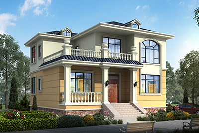 带小露台二层别墅设计方案，非常适合回农村修建