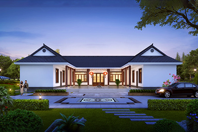 中式一层三合院设计图，22.5米乘19米宅基地，建好100年不过时